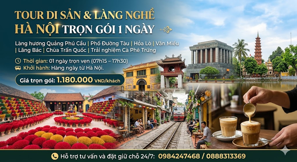 Tour City Hà Nội - Làng Hương Quảng Phú Cầu - phố đường tàu 1 ngày