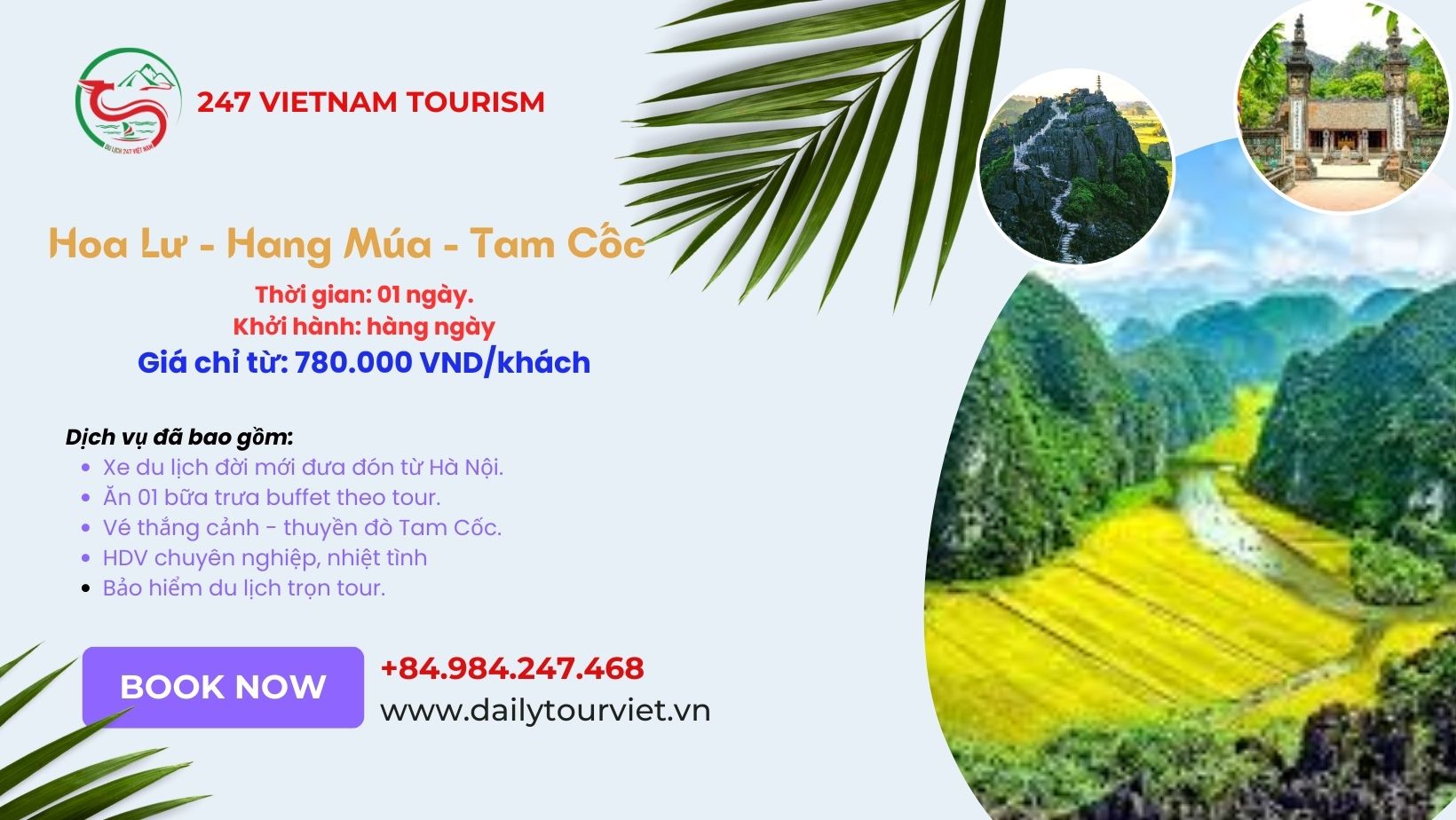 Tour Hoa lư - hang múa  - tam cốc